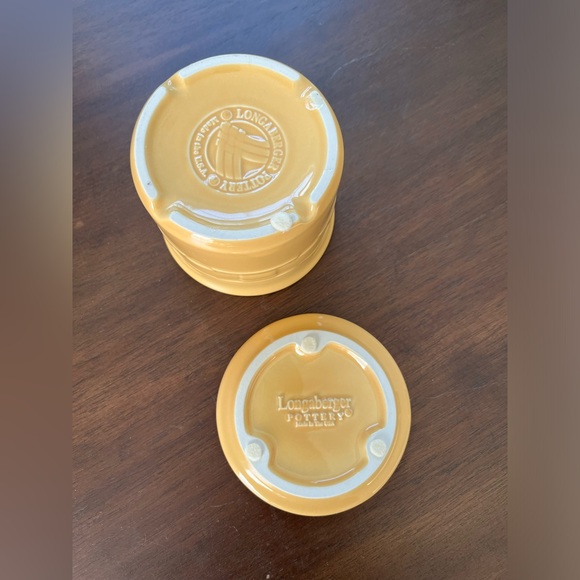 LONGABERGER Woven Traditions Pottery Yellow Lidded Crock - Picture 6 of 8